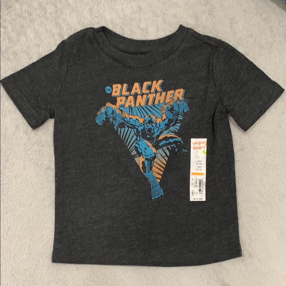 Jumping Beans Gray Short Sleeve Tee Black Panther Design